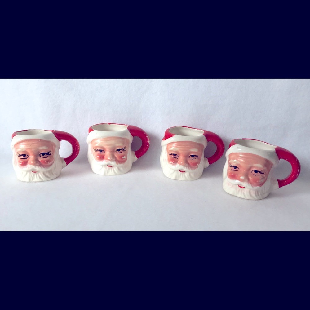Vintage Mini Santa Mugs 1.75 in.